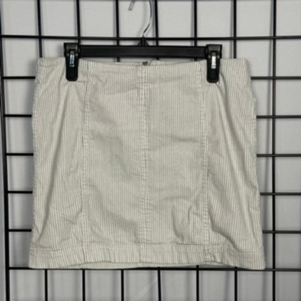 Free People Mini Skirt Womens 12 Cream Black Pinstripe Stretch Boho Summer